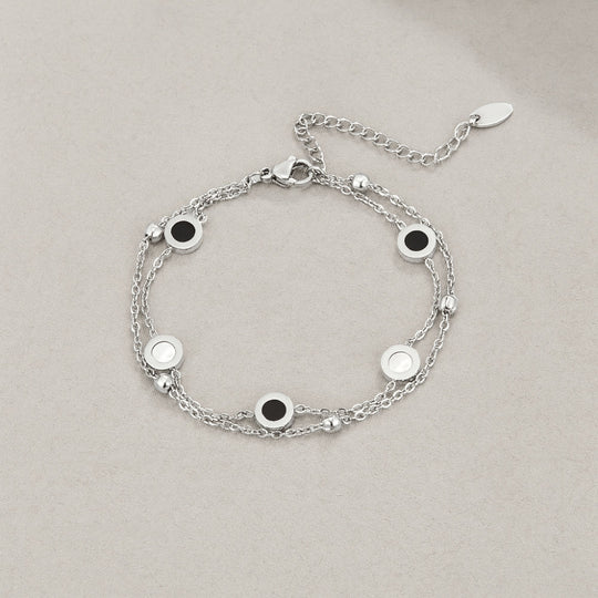 Bracelet en Argent avec Pierre Onyx et Blanche