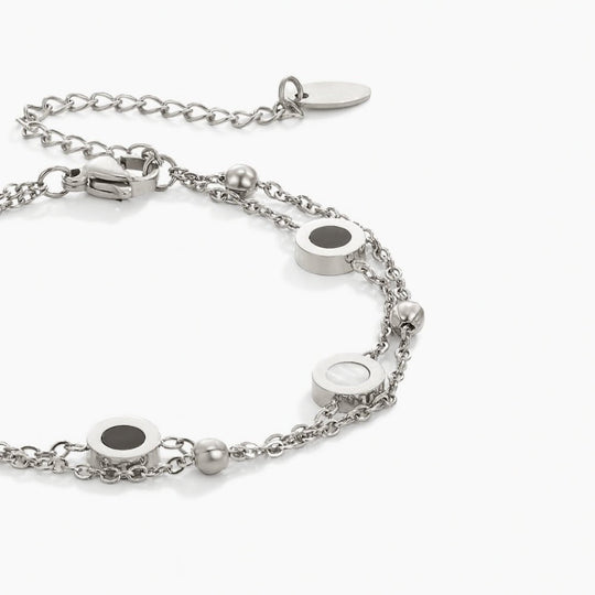 Bracelet en Argent avec Pierre Onyx et Blanche