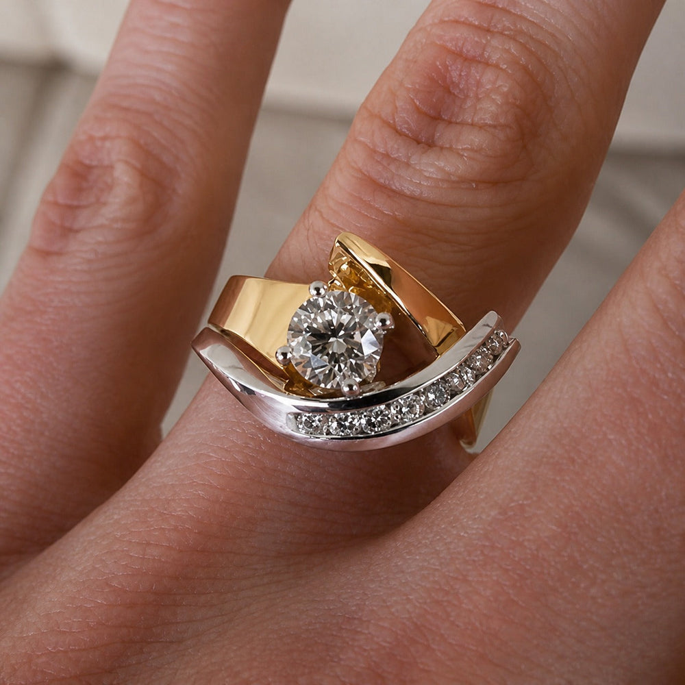 Bague Artistique à Double Teinte