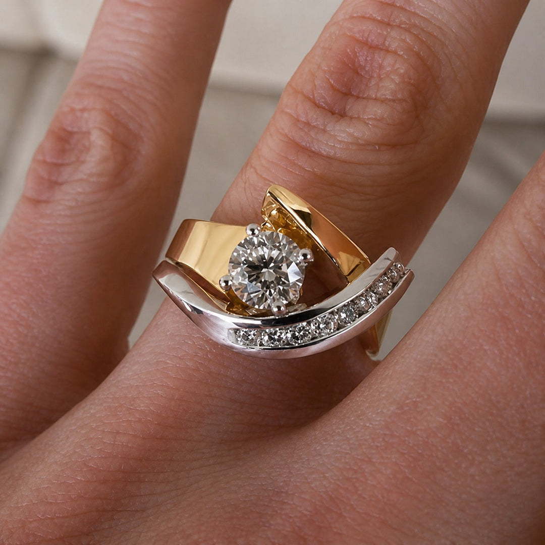 Bague Artistique à Double Teinte