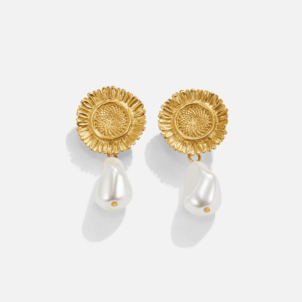 Boucles d'oreilles pendantes en fleur de perle