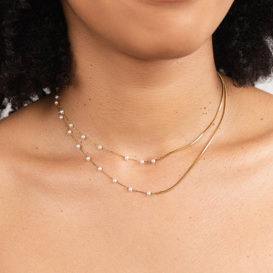 Collier Long en Perles et Or