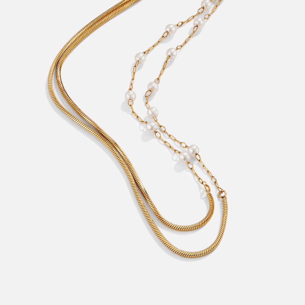 Collier Long en Perles et Or