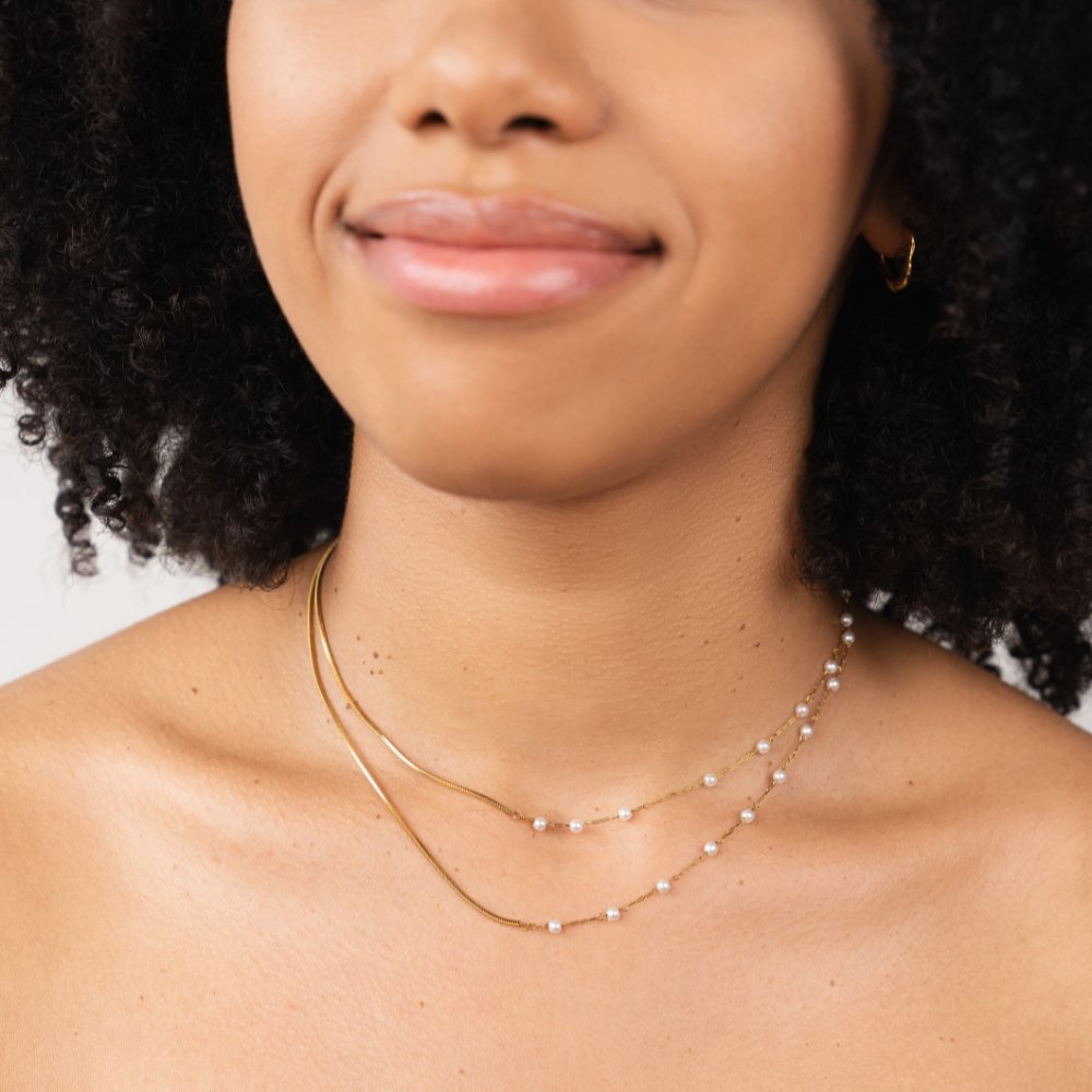 Collier Long en Perles et Or
