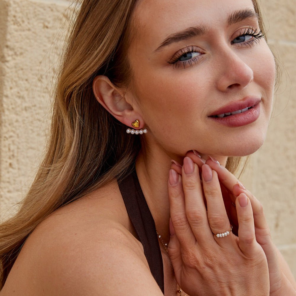 Boucles d'oreilles Romance Perle & Cœur