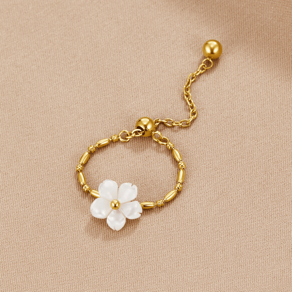 Bague Fleur de Pétale Blanc Perle