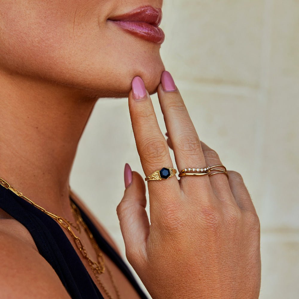 Bague en Onyx Noir Phoenix