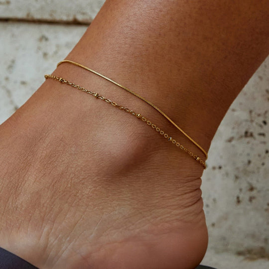 Bracelet de cheville superposé Pia en or