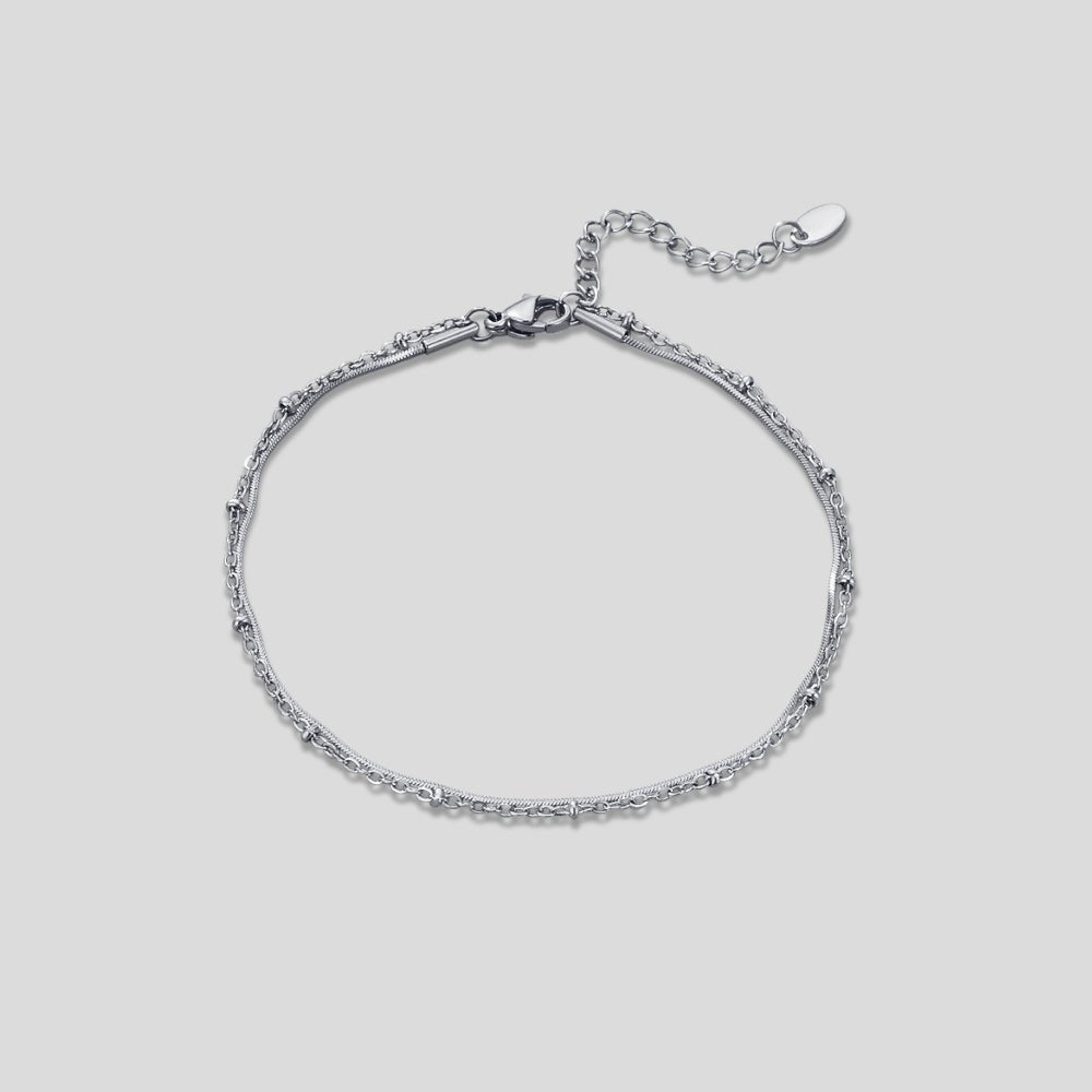 Bracelet de cheville superposé en argent Pia