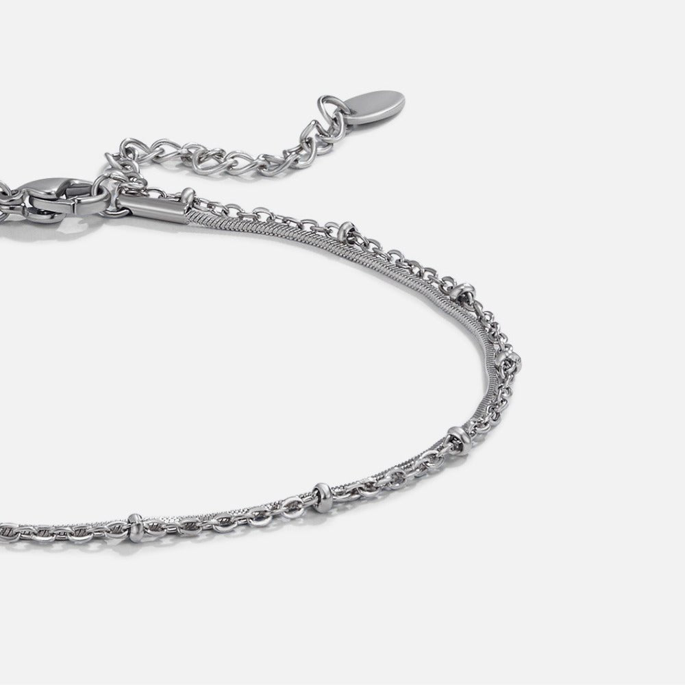 Bracelet de cheville superposé en argent Pia
