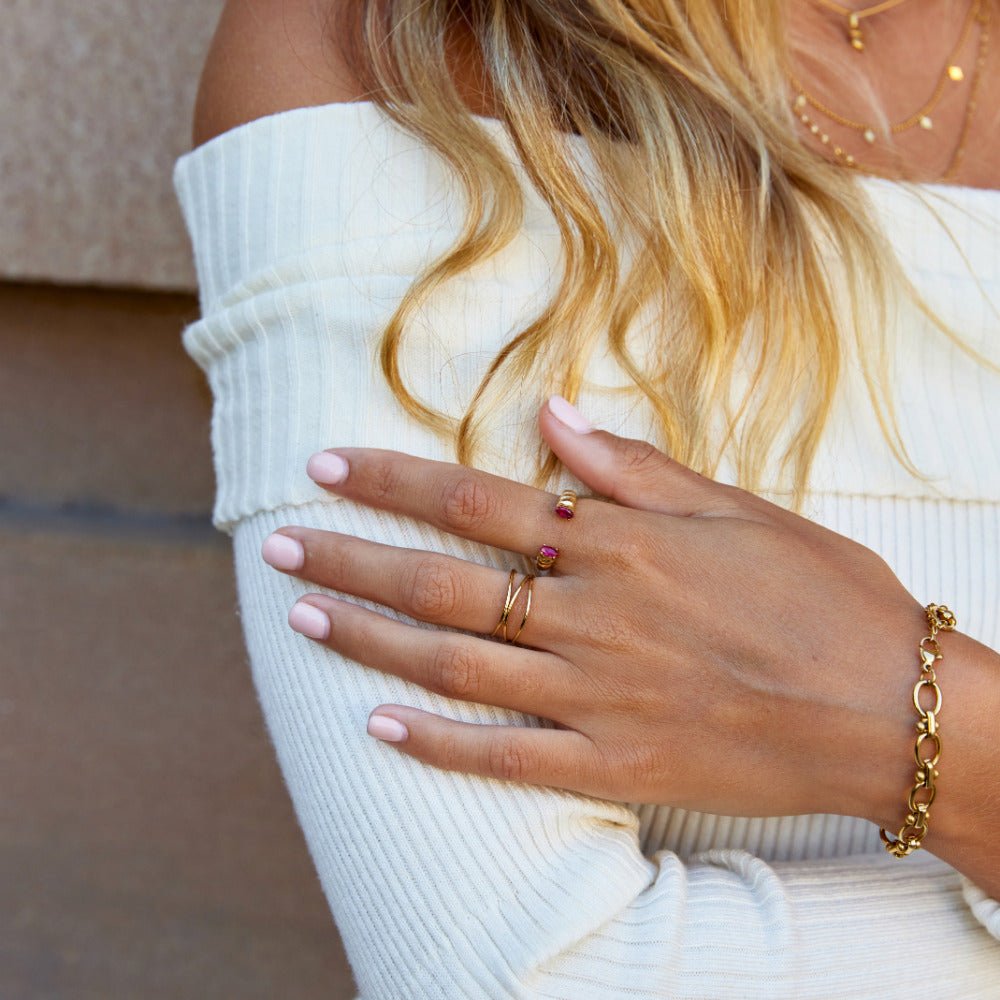 Bague Cuff en Cristal Rose