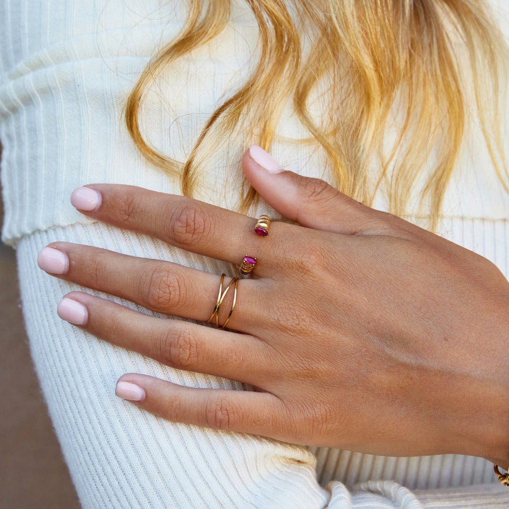 Bague Cuff en Cristal Rose