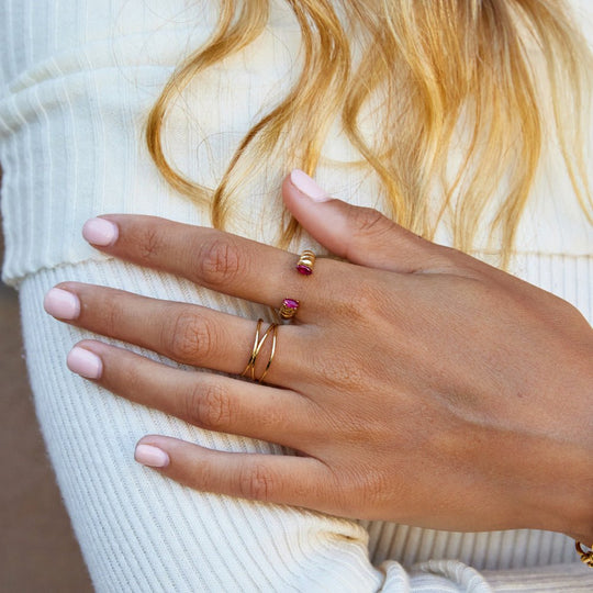 Bague Cuff en Cristal Rose