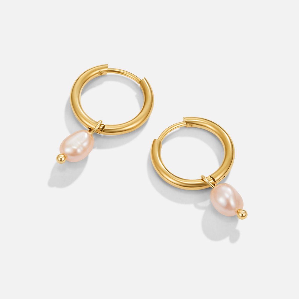 Boucles d'oreilles Bella en perles d'eau douce roses