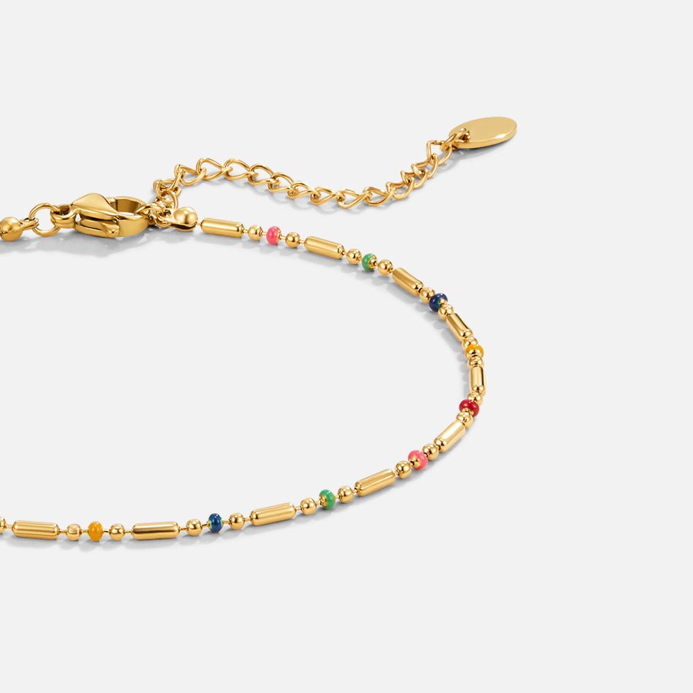 Bracelet de cheville en perles arc-en-ciel