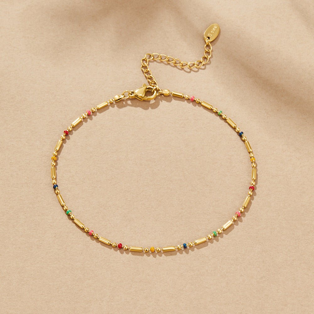 Bracelet de cheville en perles arc-en-ciel
