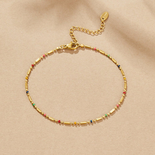 Bracelet de cheville en perles arc-en-ciel