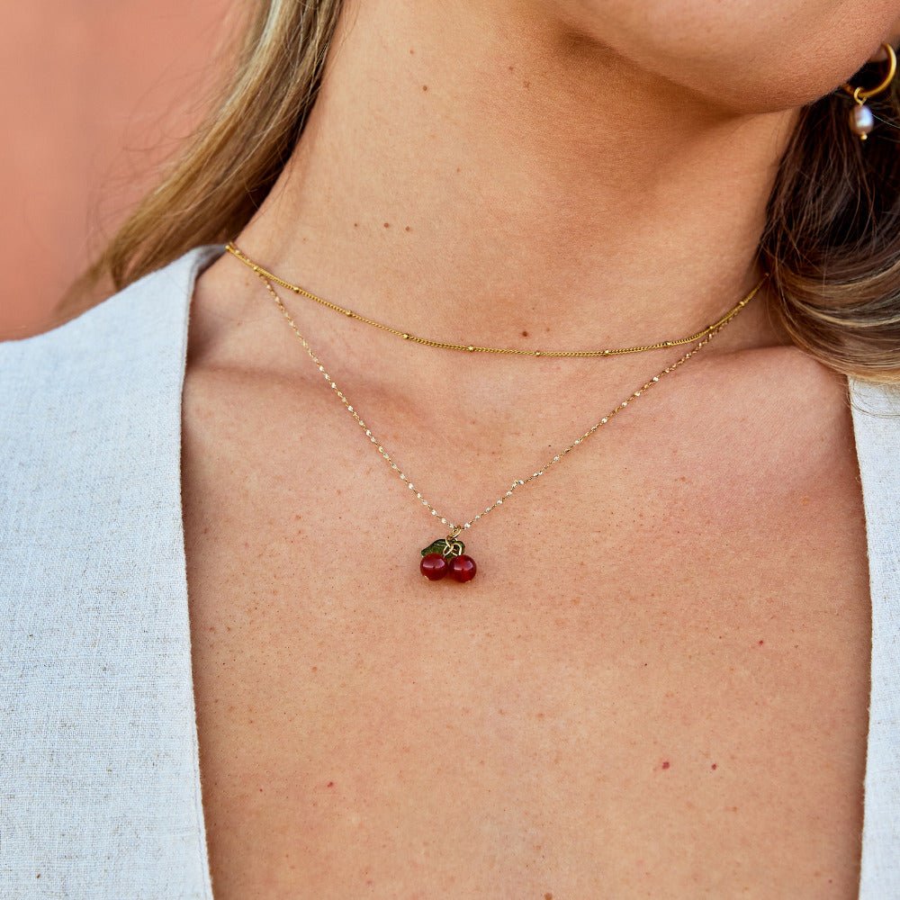 Collier Pendentif Cerise Rouge