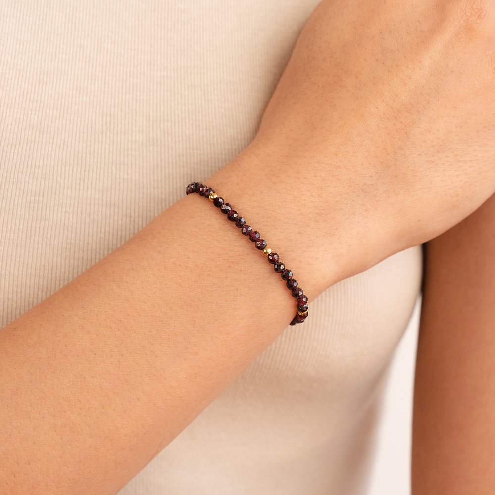 Bracelet en perles de grenat rouge