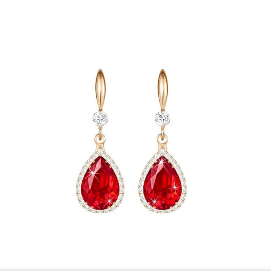 Boucles d'oreilles en forme de goutte de rubis