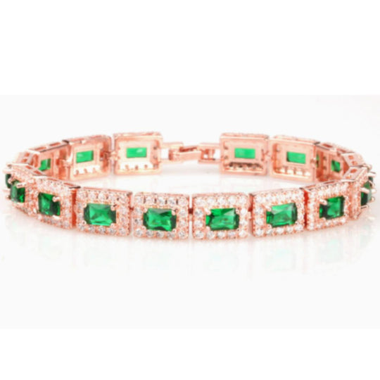 Bracelet en or émeraude vert