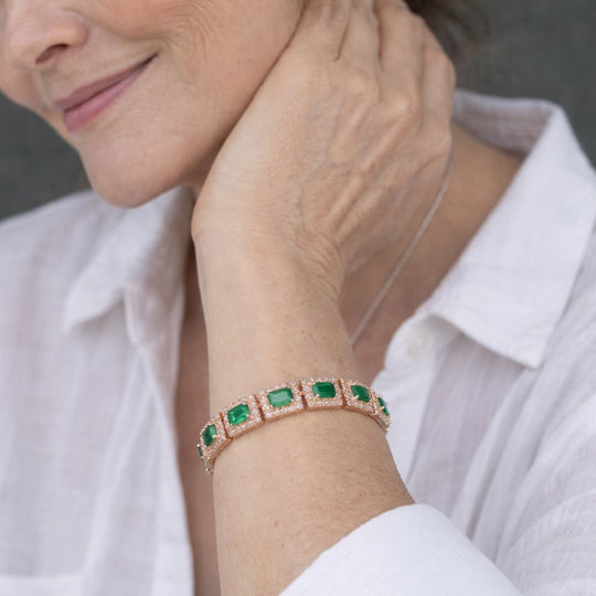 Bracelet en Or Émeraude Vert