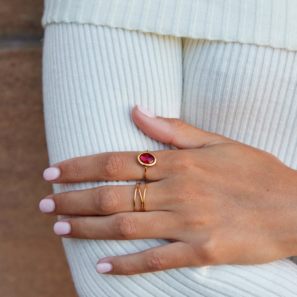 Bague en Cristal Ruby Or
