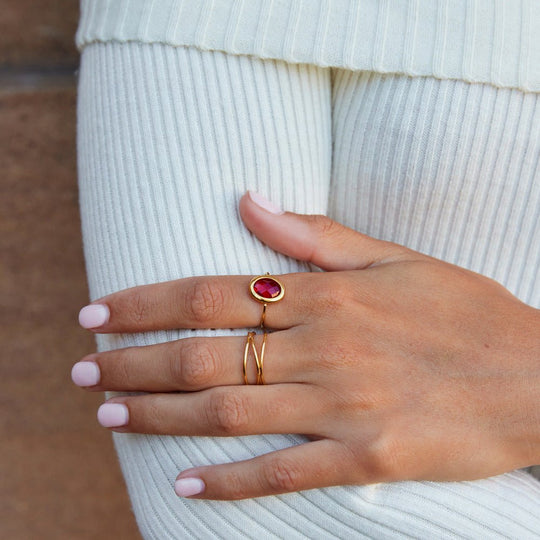 Bague en Cristal Ruby Or