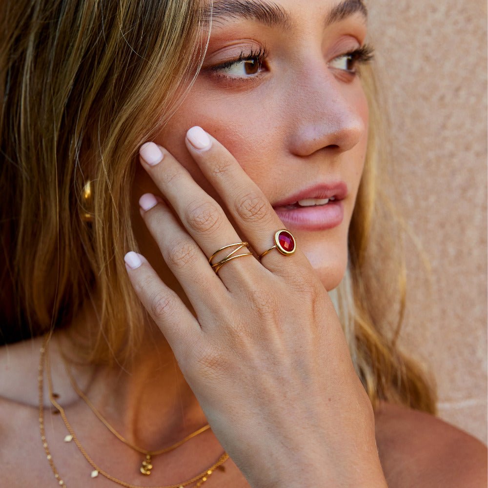 Bague en Cristal Ruby Or