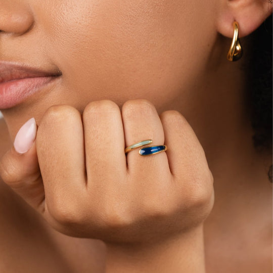 Bague Enveloppante Safira Bleue