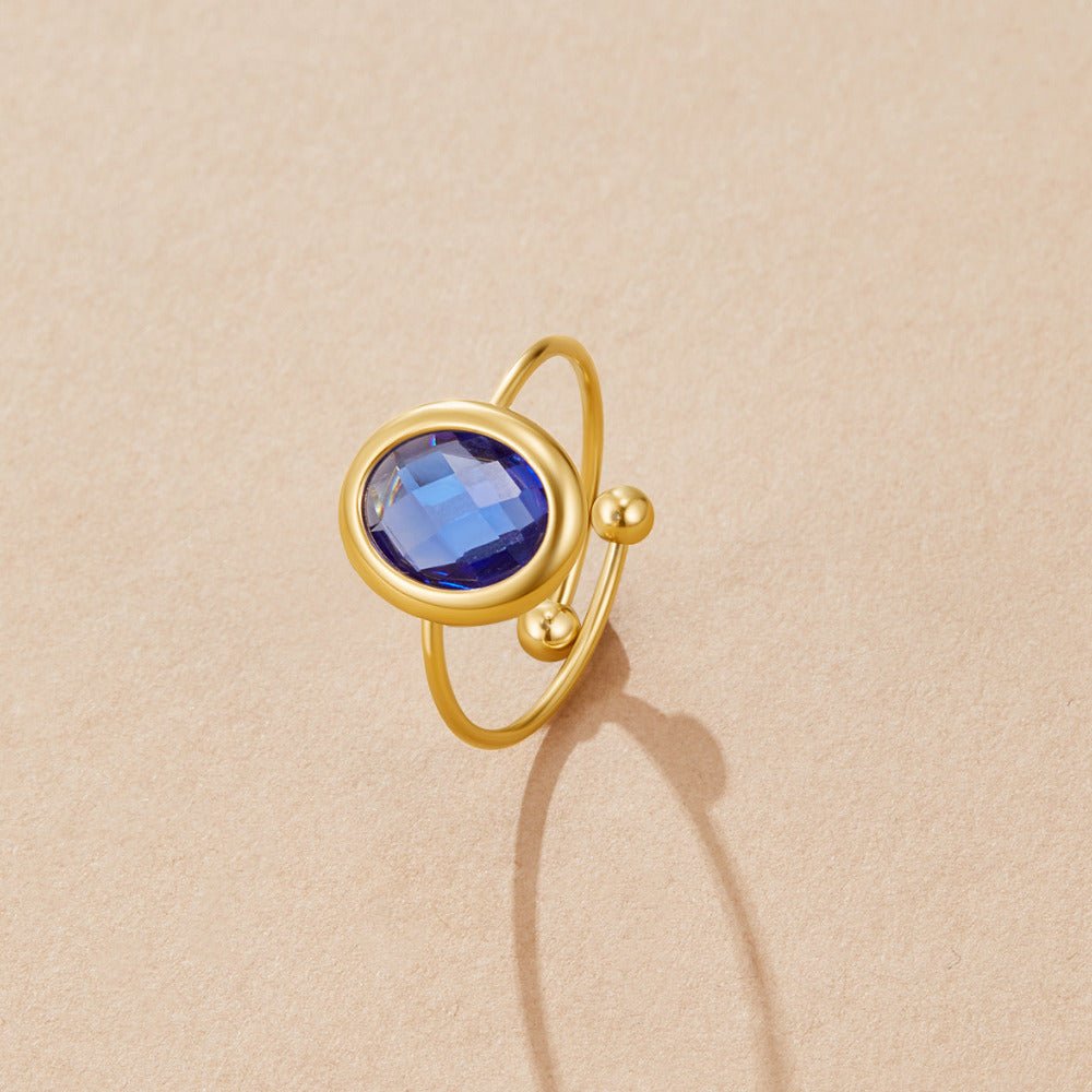Bague en Or avec Cristal Saphir Bleu