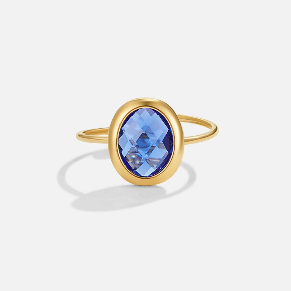 Bague en Or avec Cristal Saphir Bleu