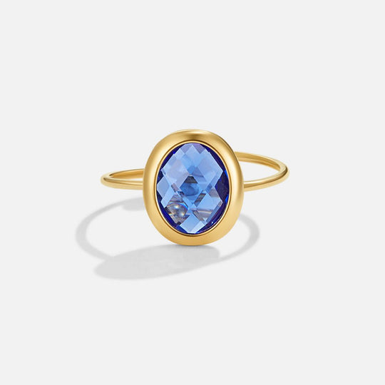Bague en Or avec Cristal Saphir Bleu