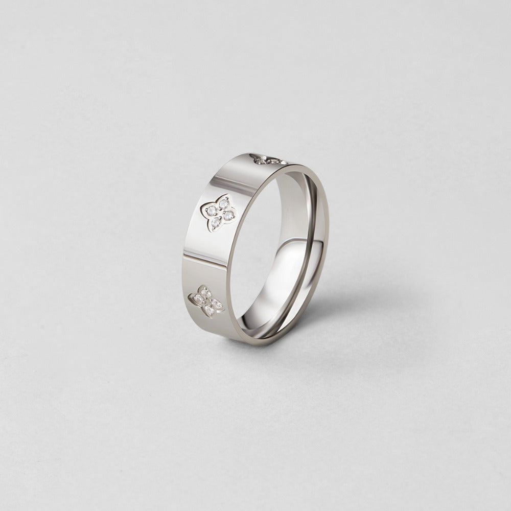 Bague en Argent Cristal Trèfle