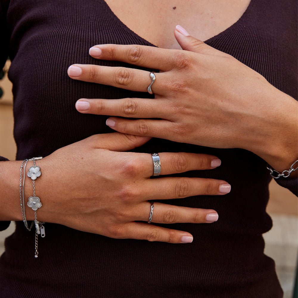 Bague en Argent Cristal Trèfle