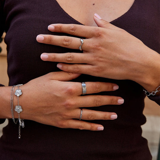 Bague en Argent Cristal Trèfle