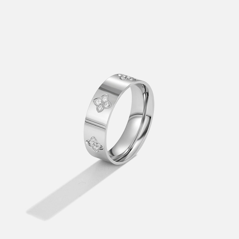 Bague en Argent Cristal Trèfle