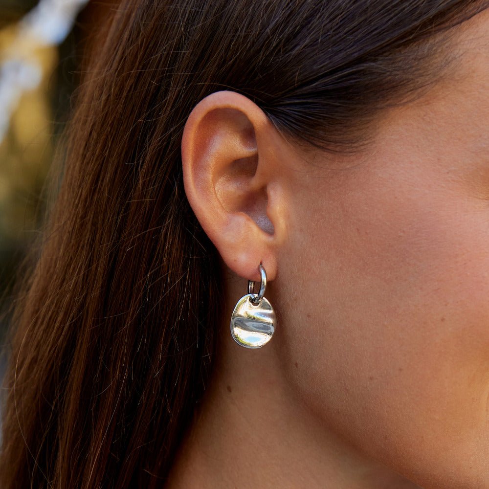 Boucles d'Oreilles Pendantes Disque Argent