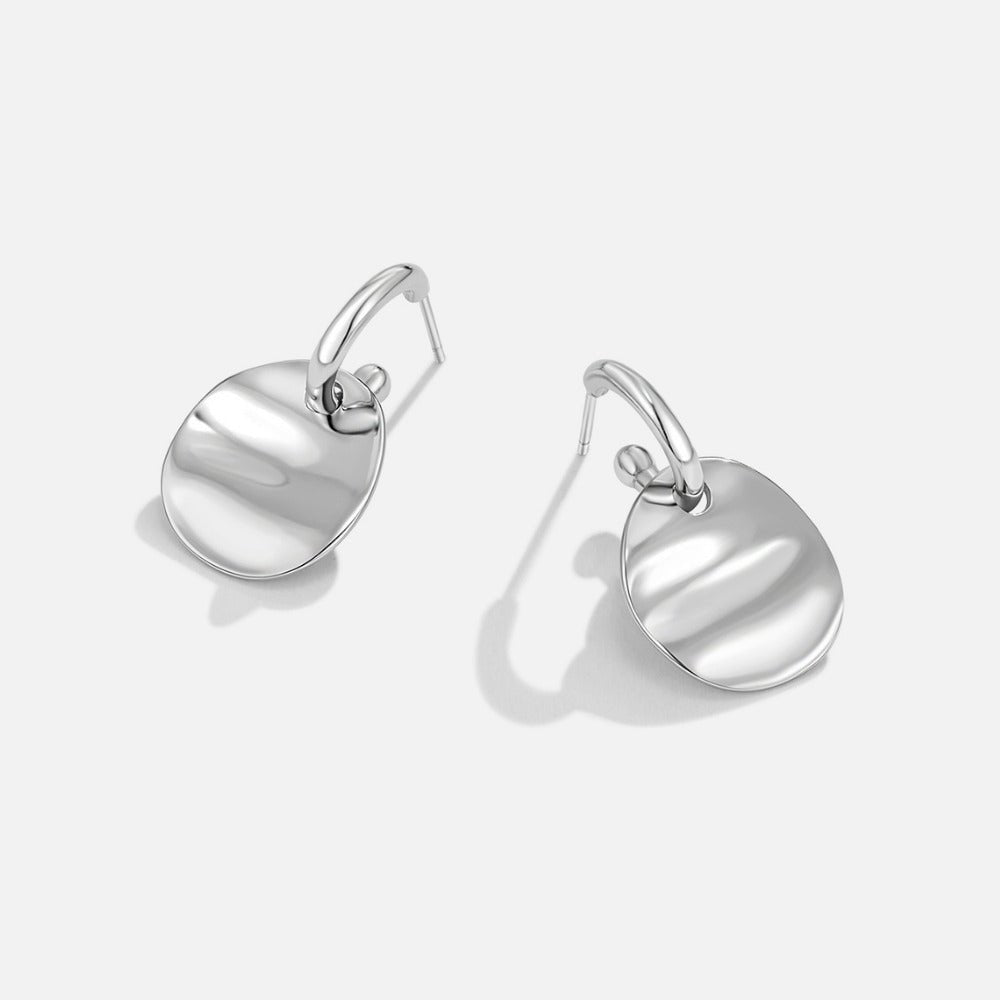 Boucles d'Oreilles Pendantes Disque Argent