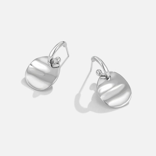 Boucles d'Oreilles Pendantes Disque Argent