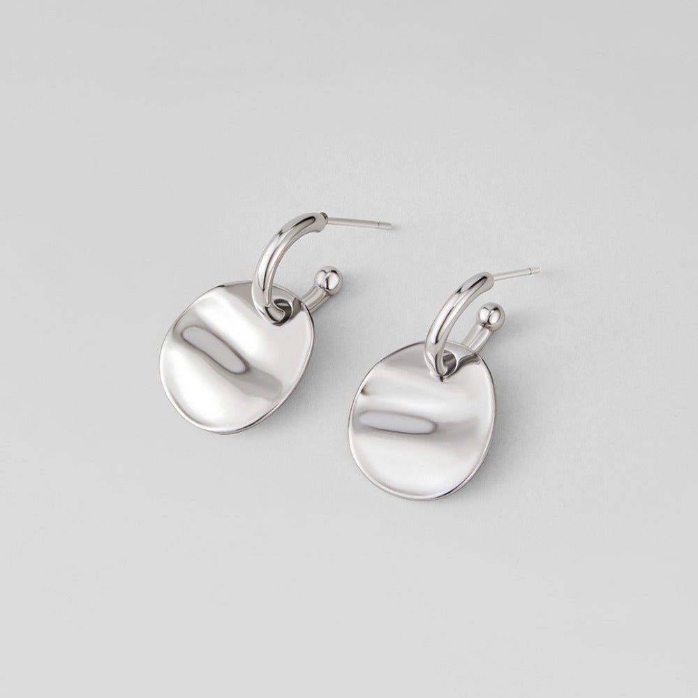 Boucles d'Oreilles Pendantes Disque Argent