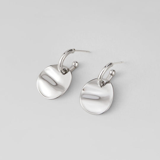 Boucles d'Oreilles Pendantes Disque Argent