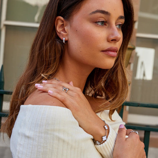 Boucles d'Oreilles Créoles Perles Eula Argent