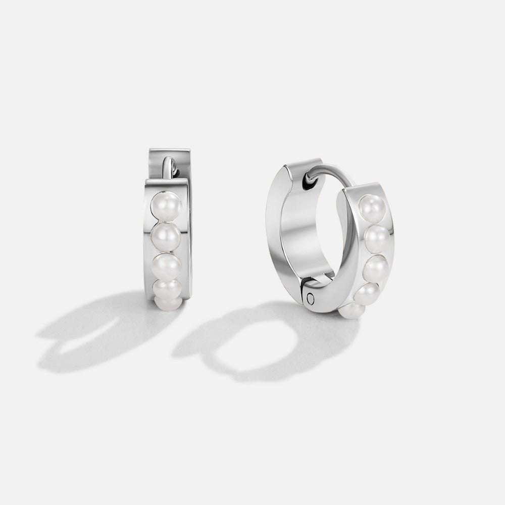 Boucles d'Oreilles Créoles Perles Eula Argent