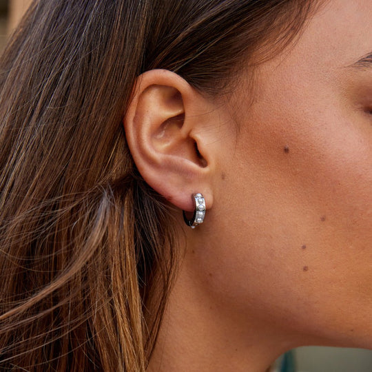 Boucles d'Oreilles Créoles Perles Eula Argent