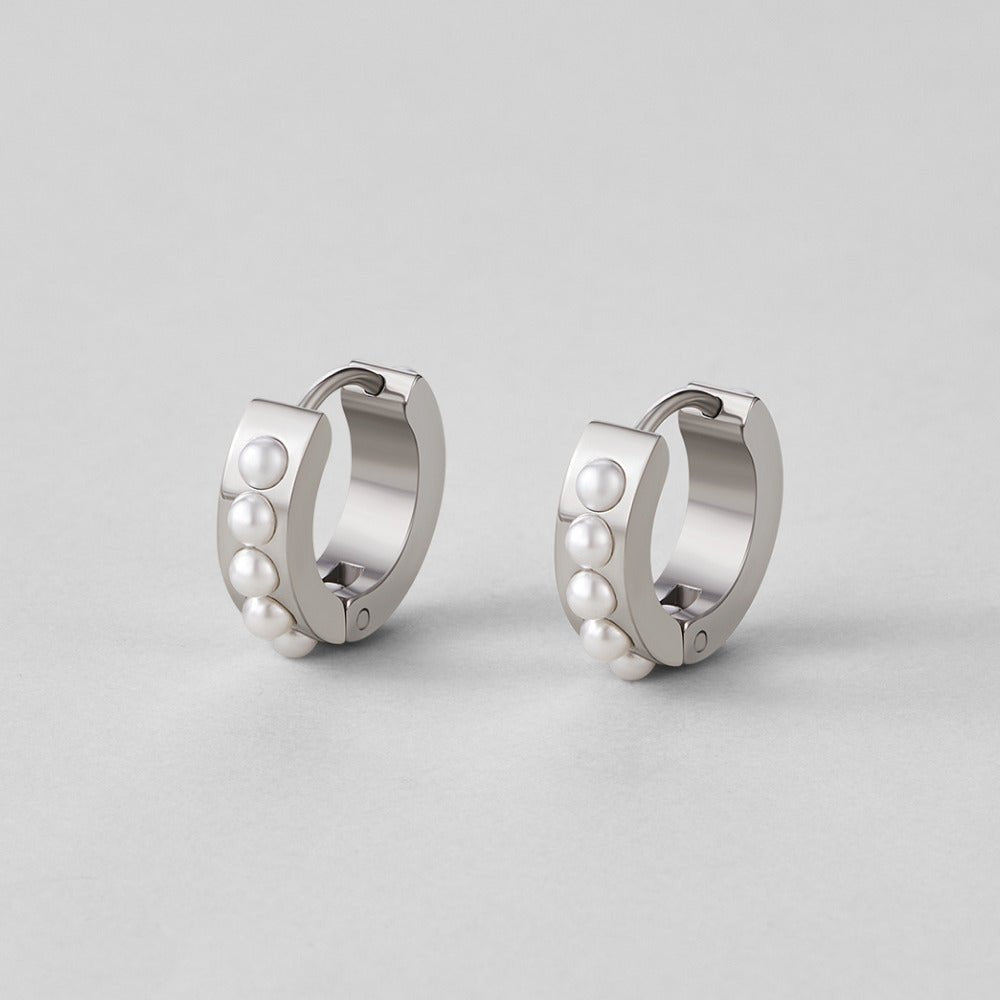 Boucles d'Oreilles Créoles Perles Eula Argent