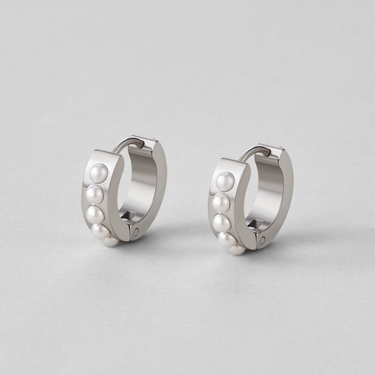 Boucles d'Oreilles Créoles Perles Eula Argent