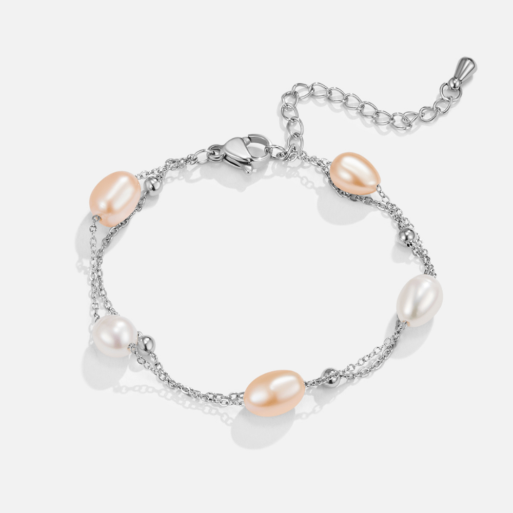 Bracelet Superposé Perles d'Eau Douce Argent