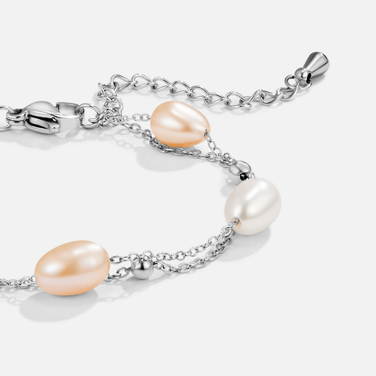 Bracelet Superposé Perles d'Eau Douce Argent