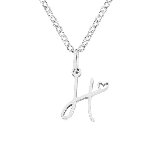 Collier en forme de cœur avec lettre en argent